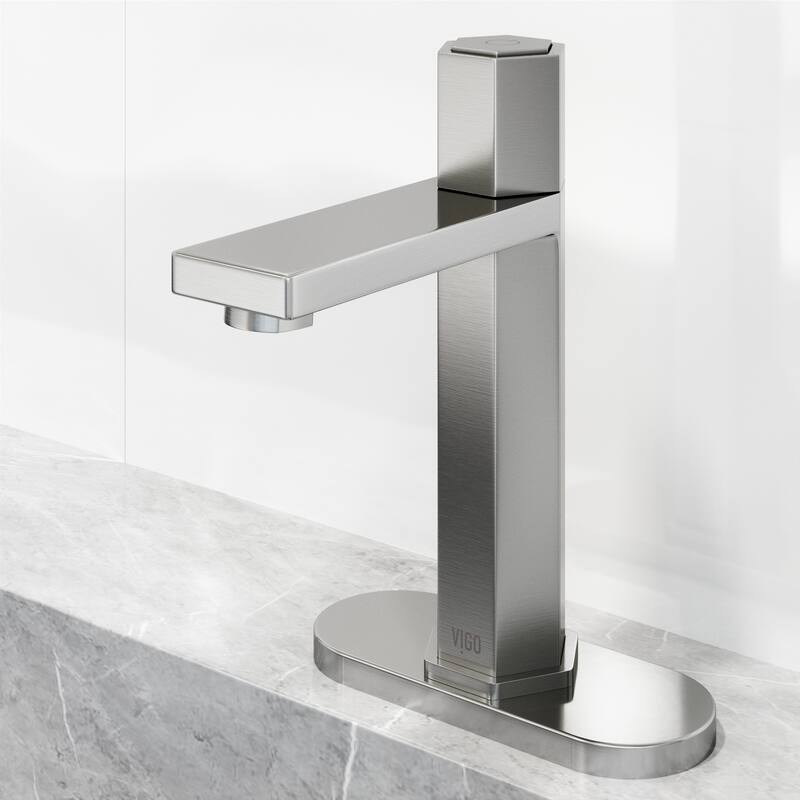 VIGO Nova 8" H Button Operated Single Hole Bathroom Faucet