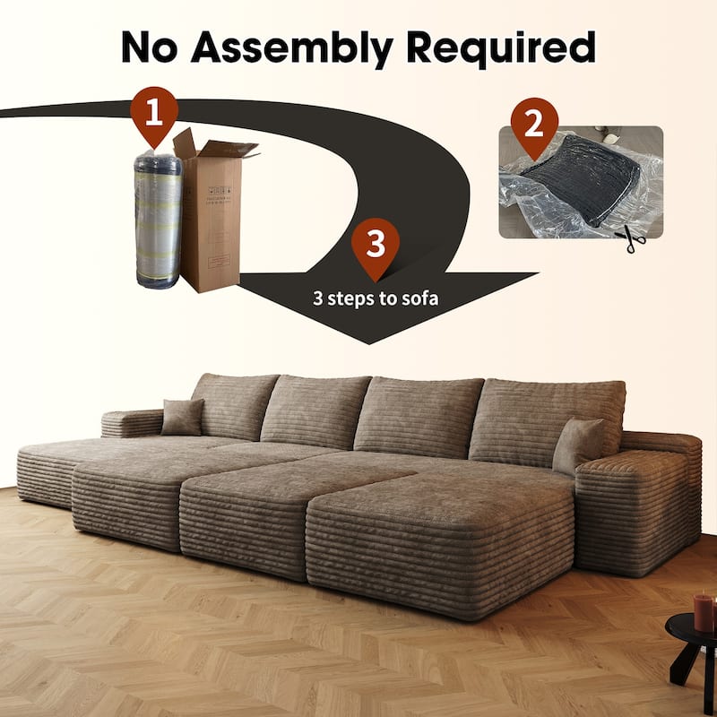 135.4-in Casual Camel 4 -seater Left Reclining Sectional - 8' x 10'