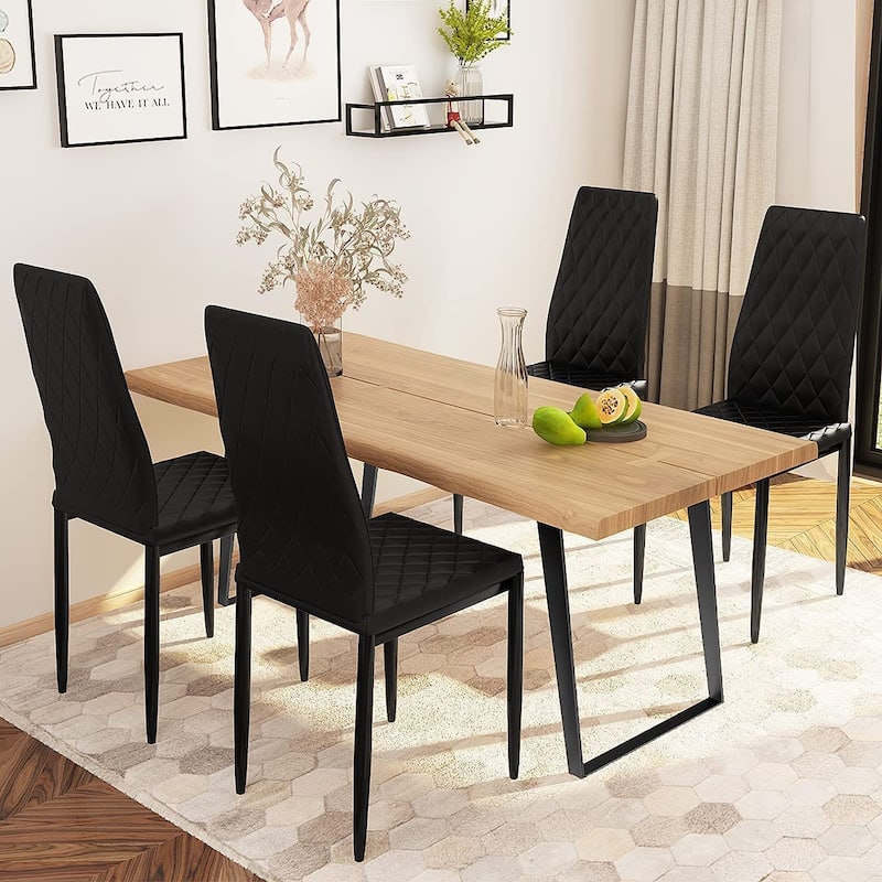 Modern Dining Chairs Set of 6 with PU Leather Seat and Metal Legs Accent Kitchen Side Chairs for Restaurant and Living Room