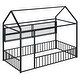 preview thumbnail 5 of 52, Metal House Bed Frame Kids Montessori Bed Floor Bed with Fence and Shelves for Kids Girls Boys