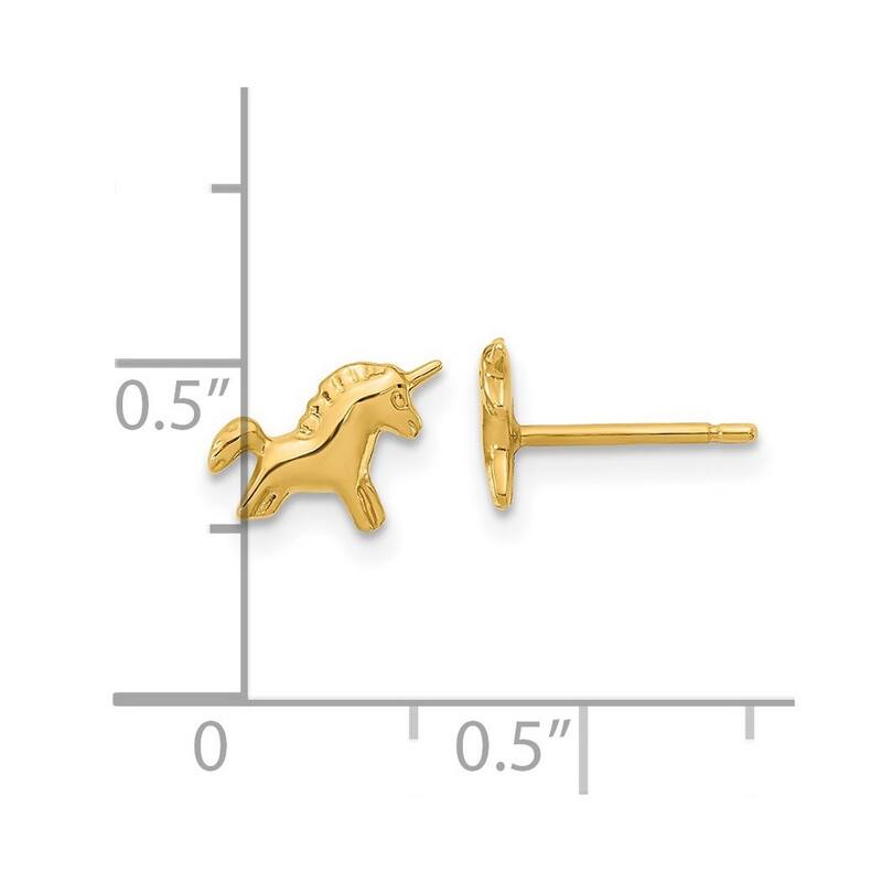 Curata 14k Yellow Gold Polished Unicorn Post Earrings - 6.5x8.5mm
