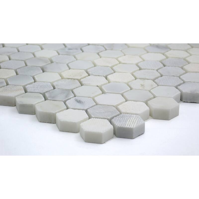 Emser Tile Marble - 12" x 12" Hexagon Geometric Mosaic Wall Tile -