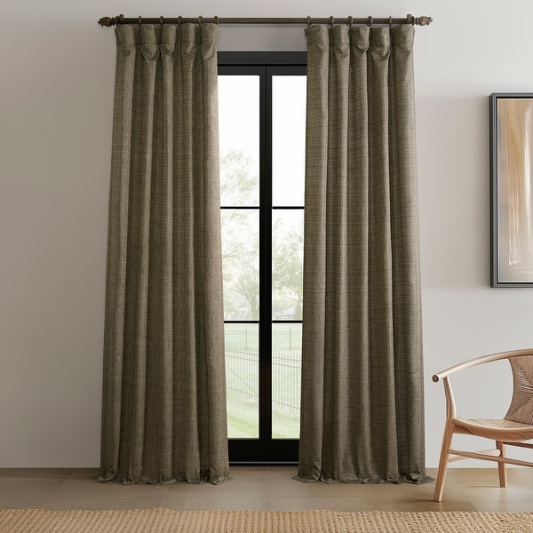 slide 2 of 72, Exclusive Fabrics Raw Linen Weave Light Filtering Curtains for Bedroom & Living Room Curtains Pair - 2 Panel Drapes 50 X 108 - Dark Grey