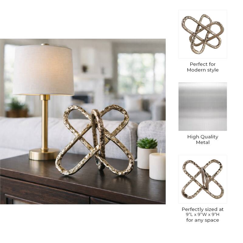 Contemporay Metal Round Edge Jack Decorative Object - 9.0"