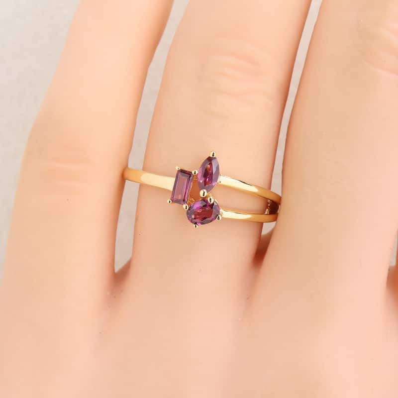 Miadora Multi-Gem Three Stone Split Shank Ring Sterling Silver