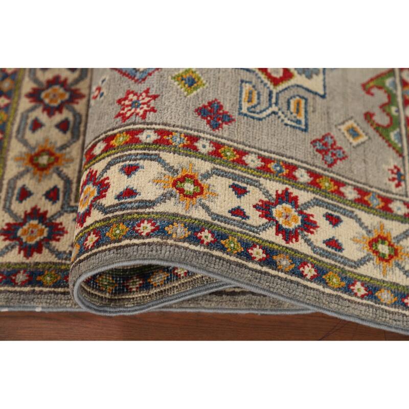 Grey Kazak Foyer Rug Handmade Wool Carpet - 2'6" x 4'1"