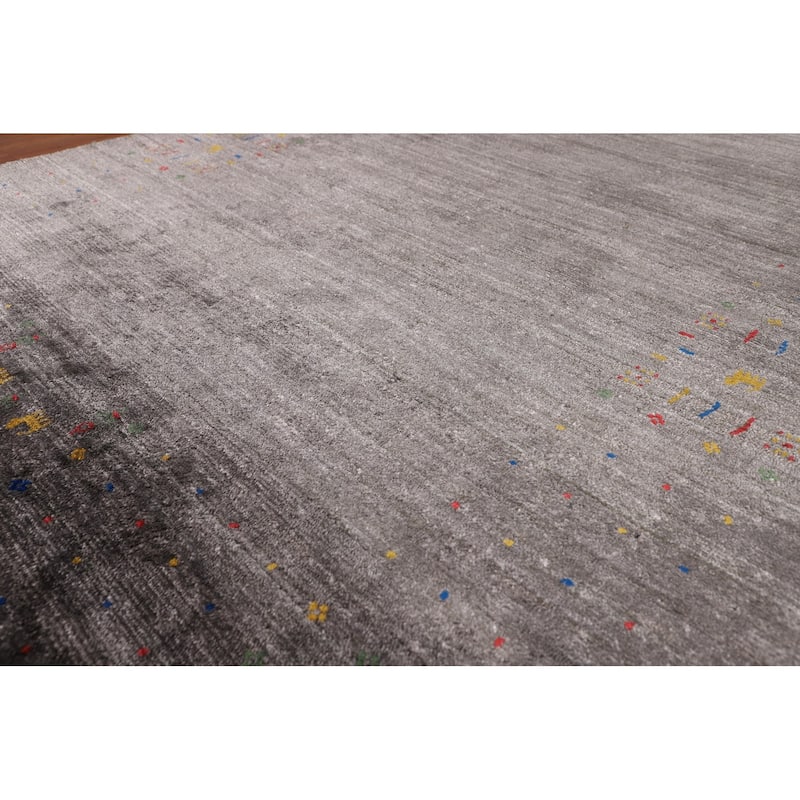 Gray Gabbeh Indian Area Rug Handmade Silk Carpet - 5'2"x 8'2"