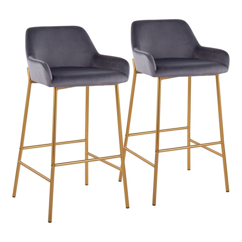 Silver Orchid Galotti Gold Fixed-Height Upholstered Bar Stool - Set of 2