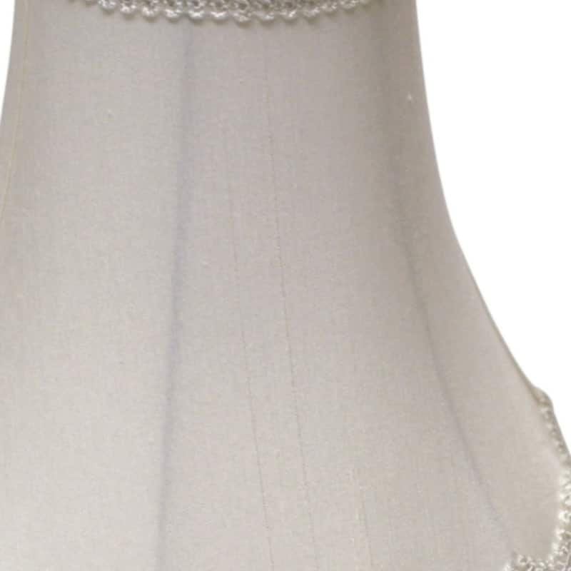 16" White Slanted Scallop Bell Monay Shantung Lampshade - 16"x16"x12"
