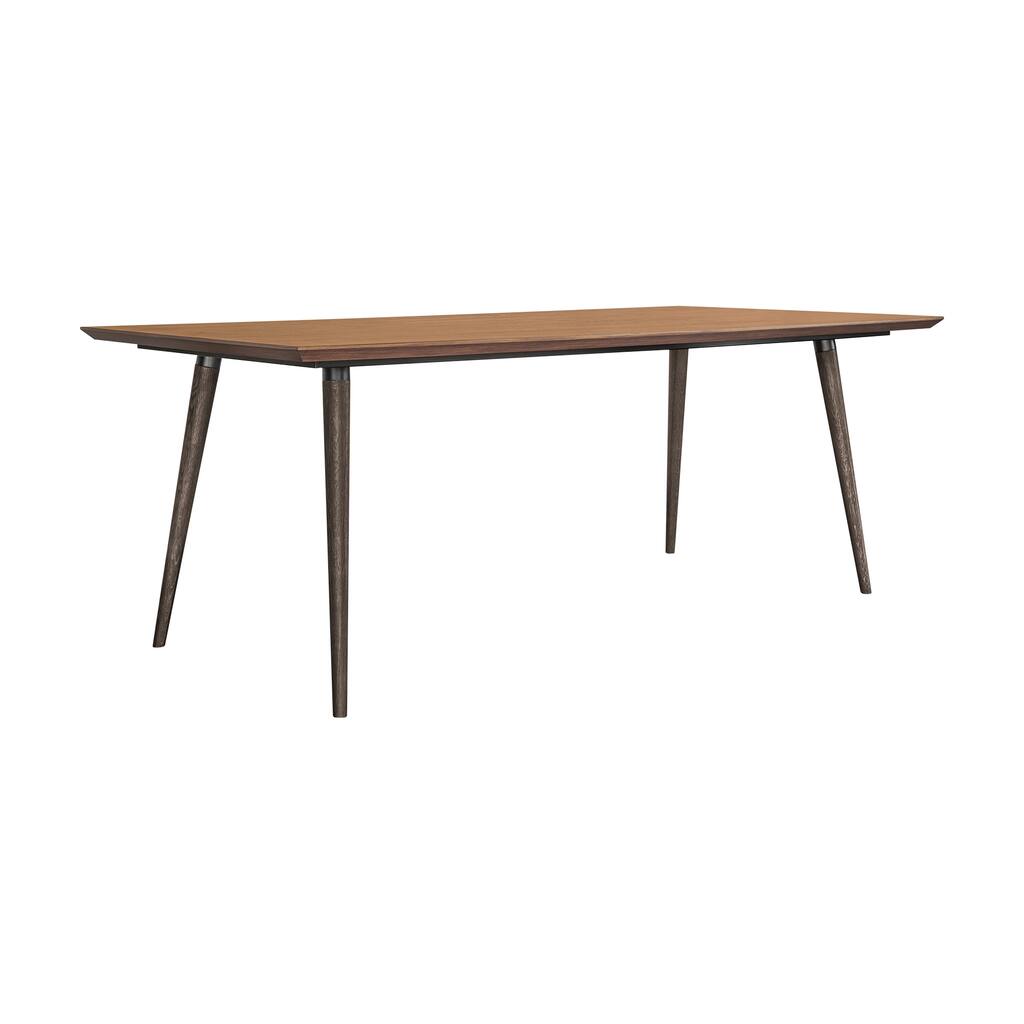 79 Inch Wooden Dining Table with Angular Tapered Legs, Brown