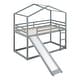preview thumbnail 7 of 10, Twin Over Twin Bunk Bed with Roof, Slide and Ladder