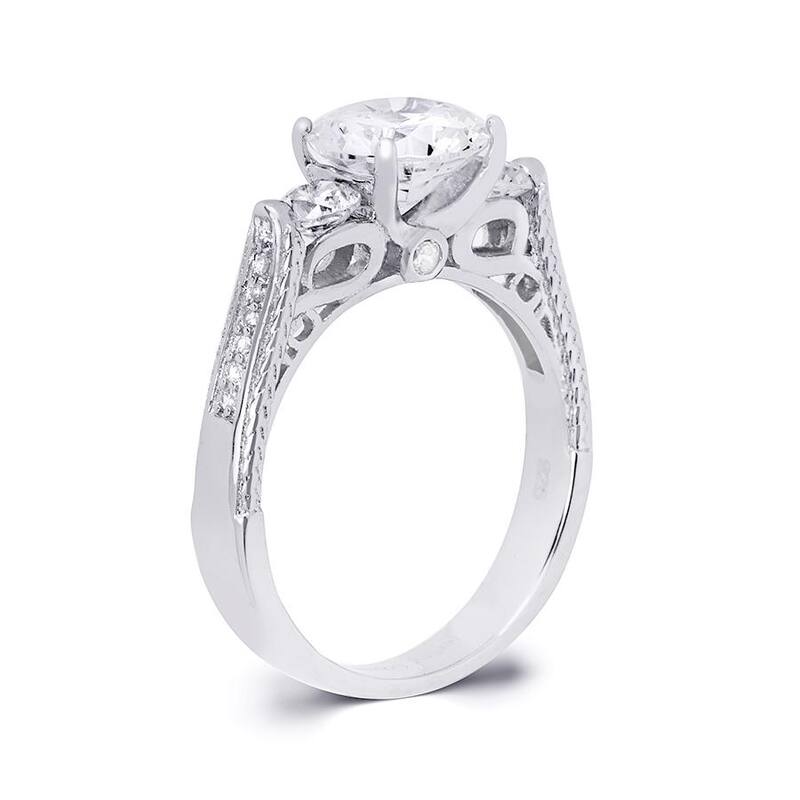 3-Stone Round Cut 3.30 Carat Cubic Zirconia Ring Sterling Silver