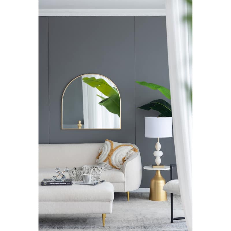 33" x 31" Arched Decorative Accent Mirror with Iron Gold Frame