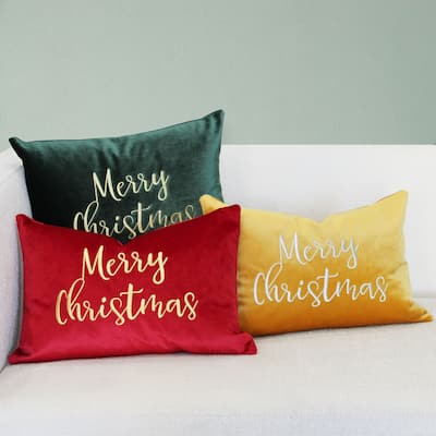 Rodeo Home "Merry Christmas" Embroidery Decorative Velvet Pillow