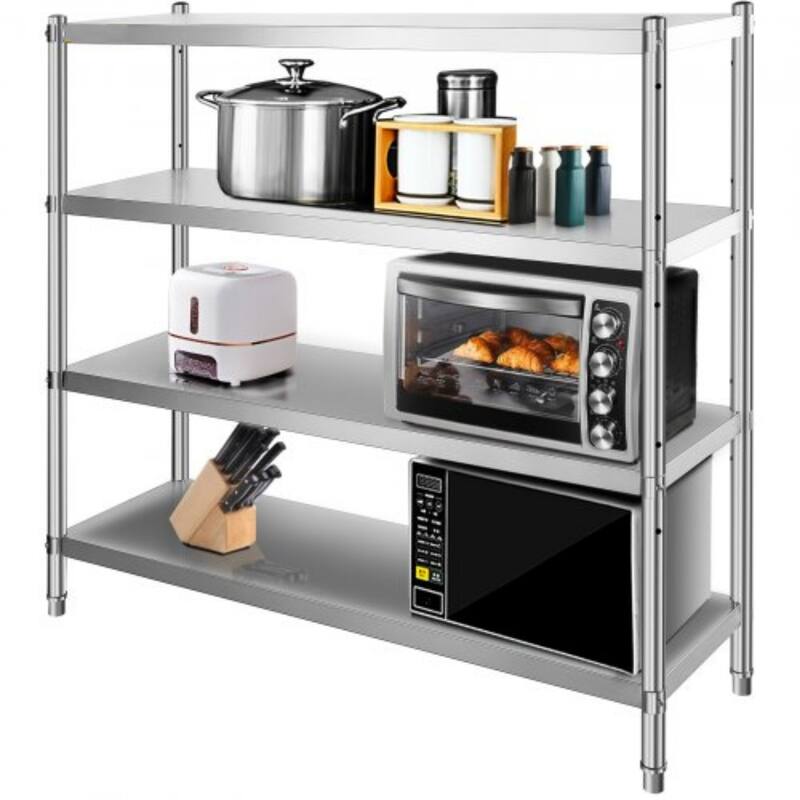 Heavy Duty Stainless Steel Adjustable Shelf Storage Unit Ideal for Kitchen Office or Garage - 4-Tier-71-Inch