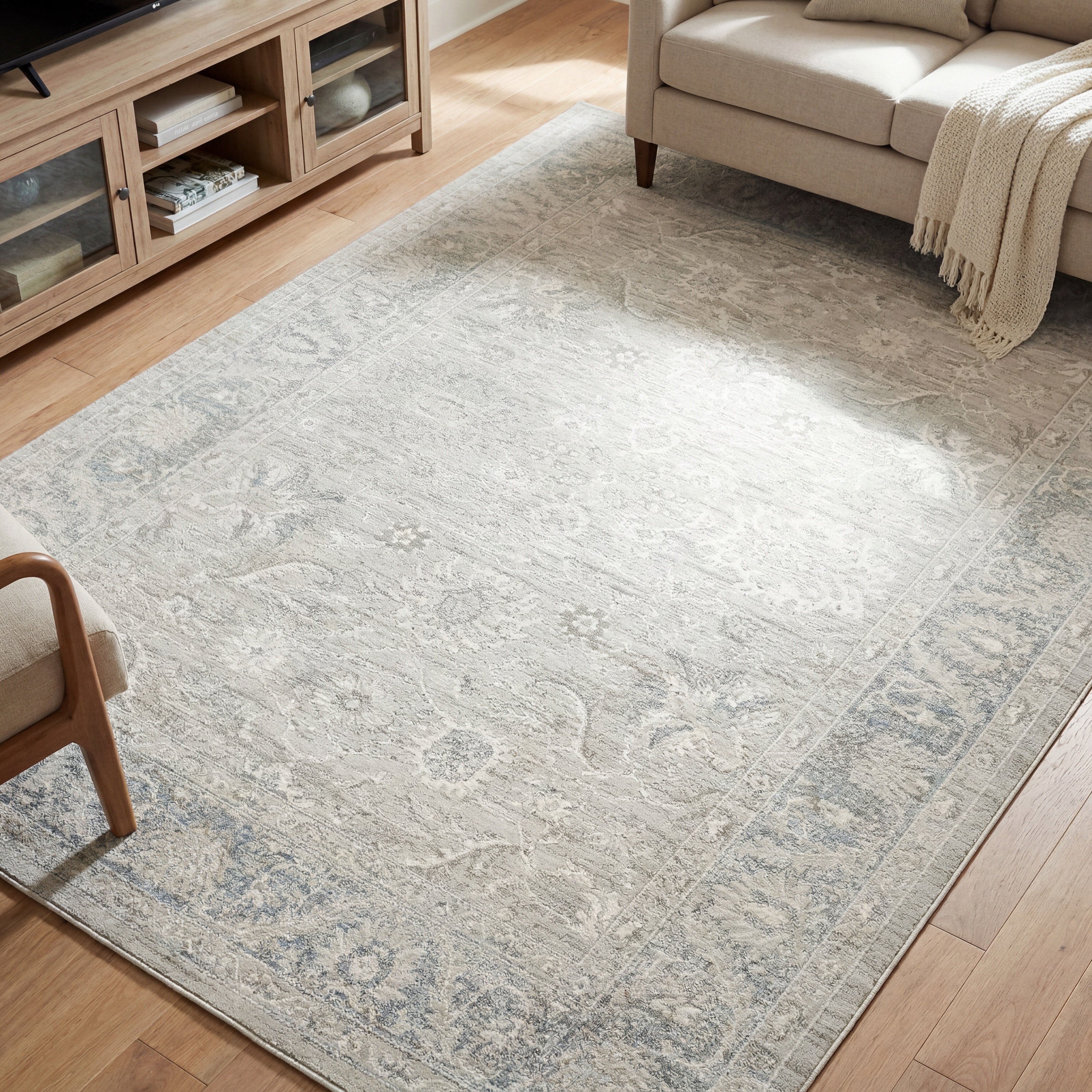 ROW Lauren Tonal Traditional Grey/ Ivory Textured Pile Area Rug