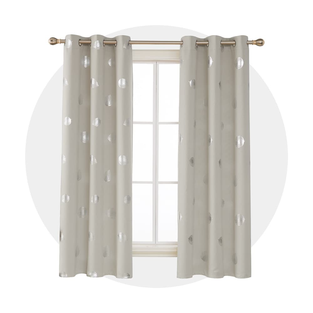 Silver Leaf Print Room Darkening 2 Panels