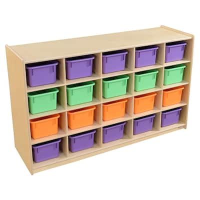 Contender 20 Cubby Storage for Kids Shelves Organizer, Classroom Cabinet with Assorted Pastel Bins Toy Storage - 46.75"