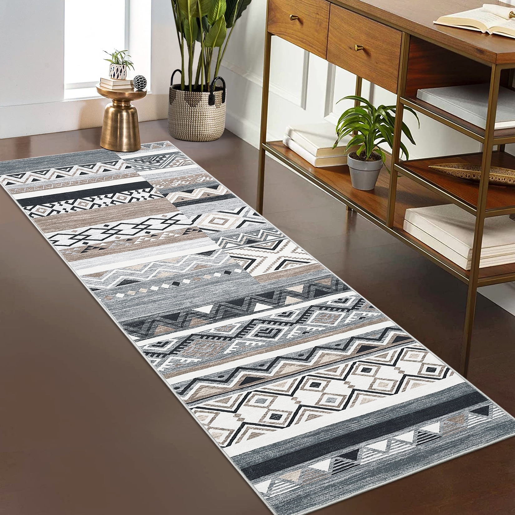 Garvee Geo Patch Washable Soft Area Rug - Overstock - 43206914