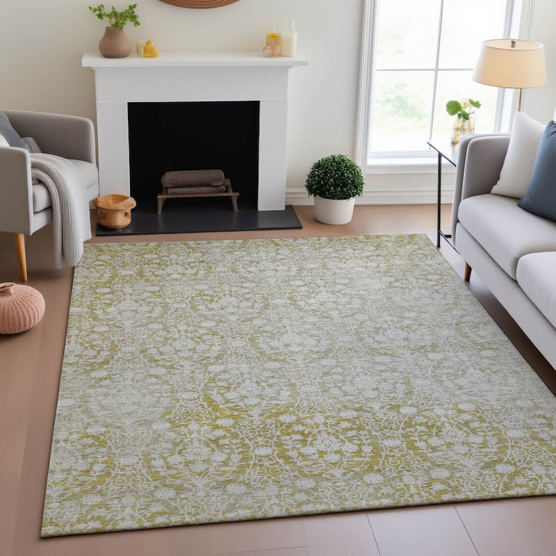Premium Washable Super Soft Vintage Traditional Mayfield Rug - Gold - 10' x 14'