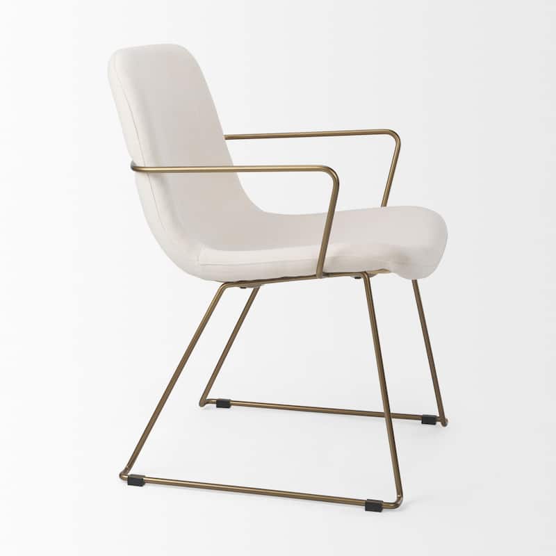 Sawyer Cream Fabric Wrap Seat With Gold Metal Frame Dining Chair - 22.4"W x 24.8"D x 34.6"H