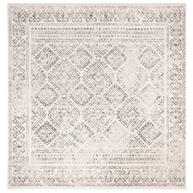 SAFAVIEH Tulum Phebe Rustic Moroccan Boho Rug - 3' Square - Ivory/Grey