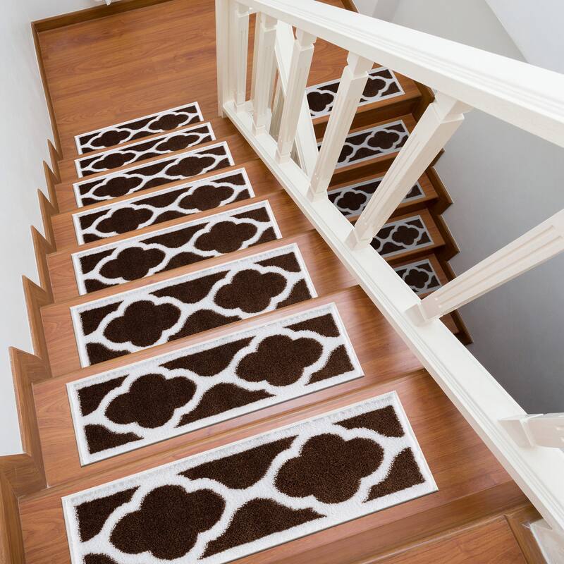 Beverly Rug Stair Treads Carpet Non Slip, Stair Carpet Treads for Wood Stairs Indoor, Trellis, 9''x28''