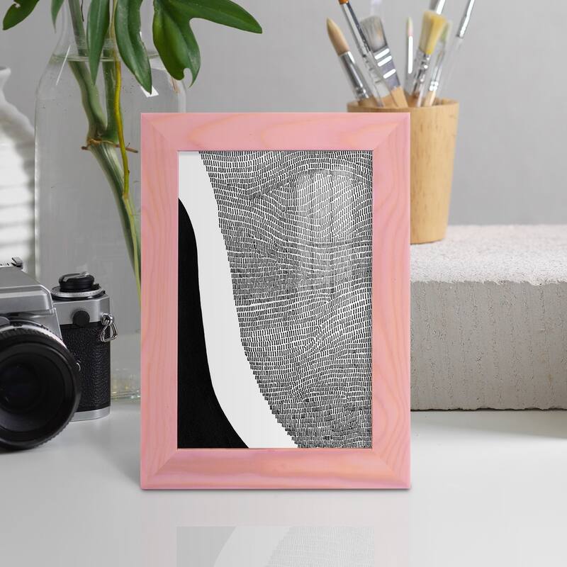 Black & White Abstract I -Framed Print w/glass-Cherry Red