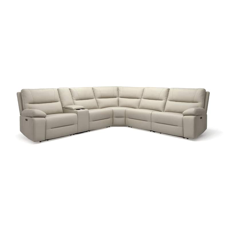 Malibu 130" 6-Piece Leather & Faux Leather Power Reclining Sectional