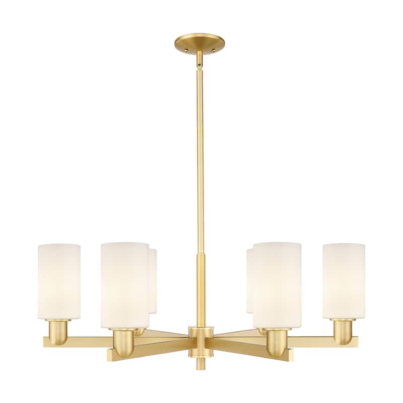 Innovations Lighting Endless Possibilities Arcadia - Clymer - 6 Light 34" Stem Hung Chandelier - Satin Gold/Matte White