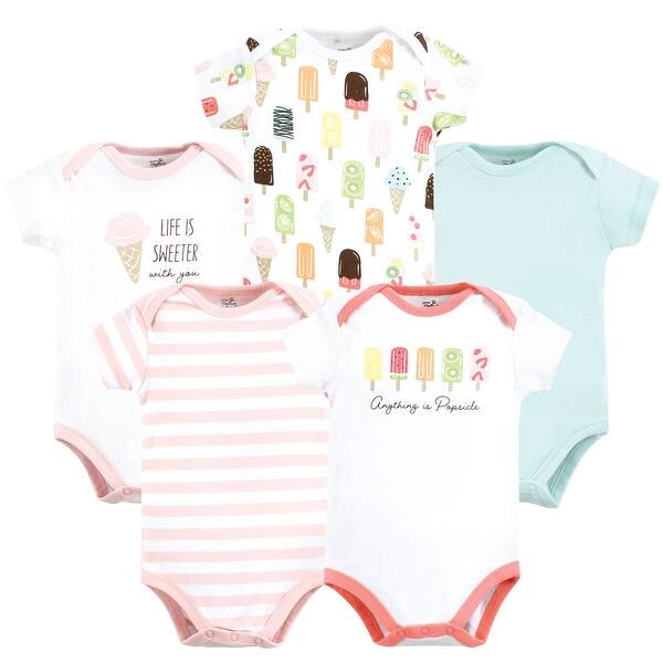 slide 1 of 1, Touched by Nature Girls Organic Cotton Bodysuits, Popsicle 0-3 Months - Popsicle