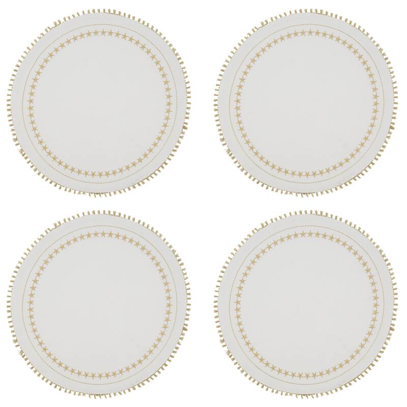 Embroidered Placemats With Stars Tassel Design (Set of 4)