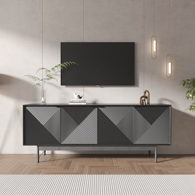 66'' 4-Door Modern Wood TV Stand for TVs up 75'' with Storage and Shelves