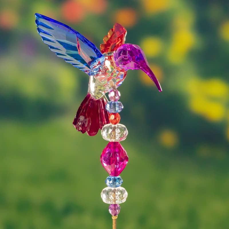 Set of 6 Acrylic Hummingbird Pot Stakes