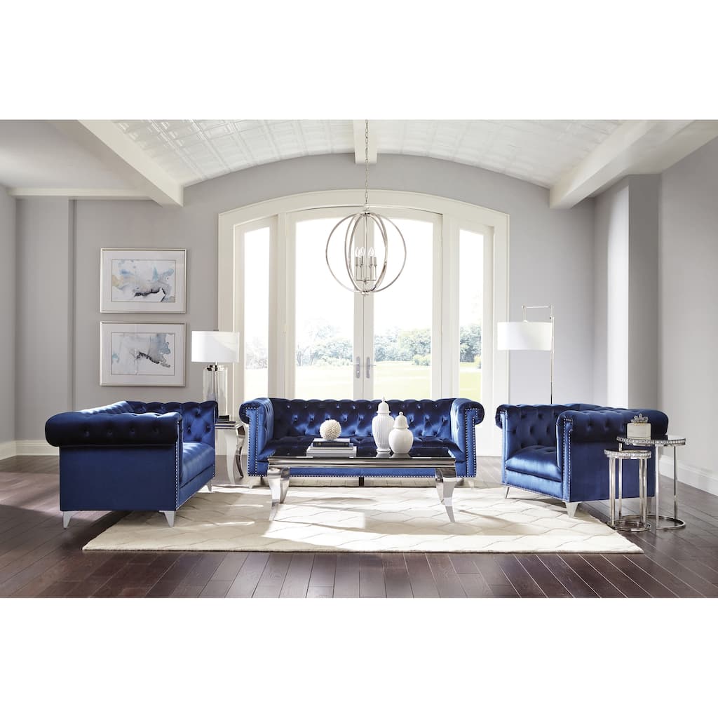 Starlet Blue 3-Piece Tufted Back Living Room Set
