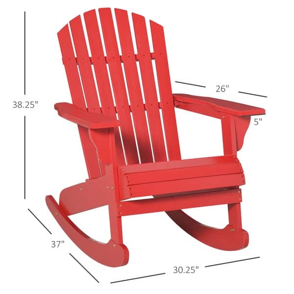 Outsunny Wooden Adirondack Rocking Chair with Slatted Wooden Design ...