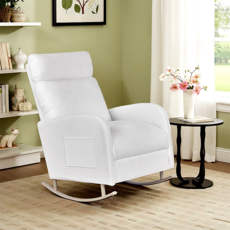 Accent Rocking Chair, Upholstered Nursery Glider Rocker for Baby and Kids, Comfy Armchair Lounger with Footrest