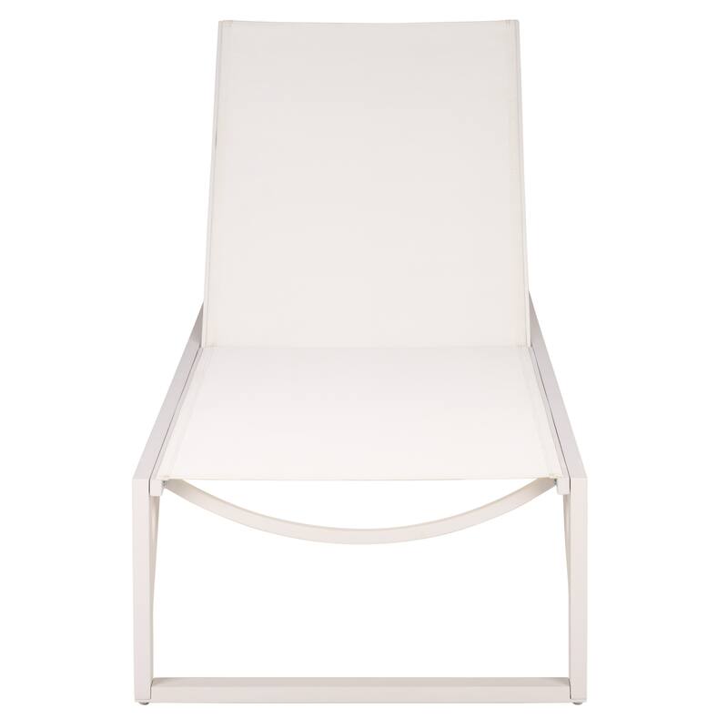 SAFAVIEH Outdoor Living Jordan Aluminum Lounger - 79"W x 27"D x 14"H - White/White