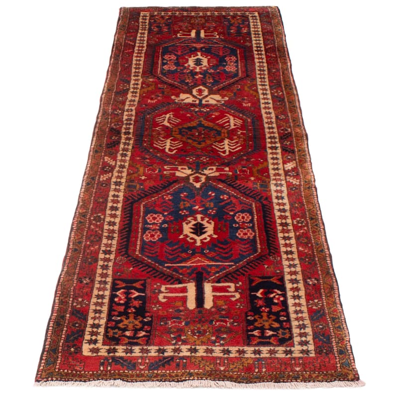 ECARPETGALLERY Hand-knotted Sarabi Red Wool Rug - 3'7 x 11'0
