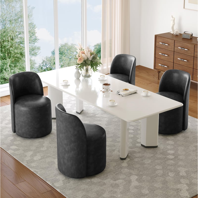 Modern Linen Upholstery Dining Chair Barrel Chair