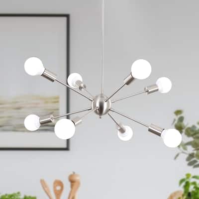 8-Light Mid Century Modern Linear Sputnik Chandelier for Bedroom Living Room Dining Room Kitchen Foyer - N/A