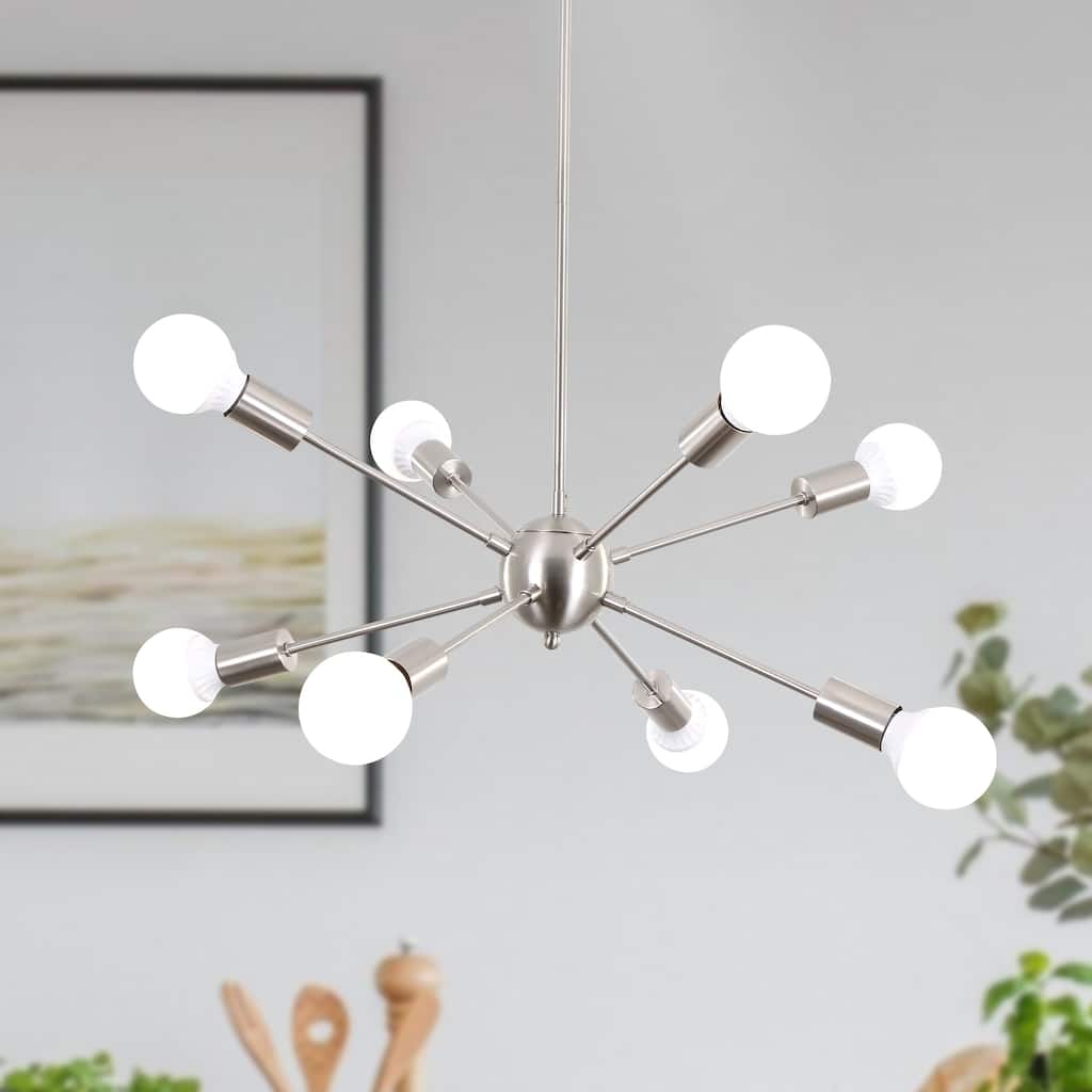 8-Light Mid Century Modern Linear Sputnik Chandelier for Bedroom Living Room Dining Room Kitchen Foyer - N/A