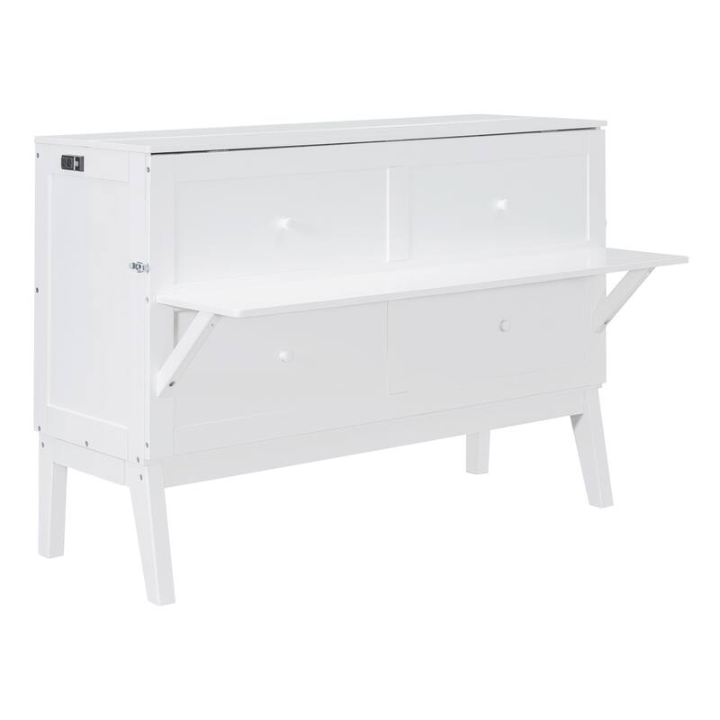 Murphy Bed Platform Bed with USB Port & Removable Shelves On Each Side