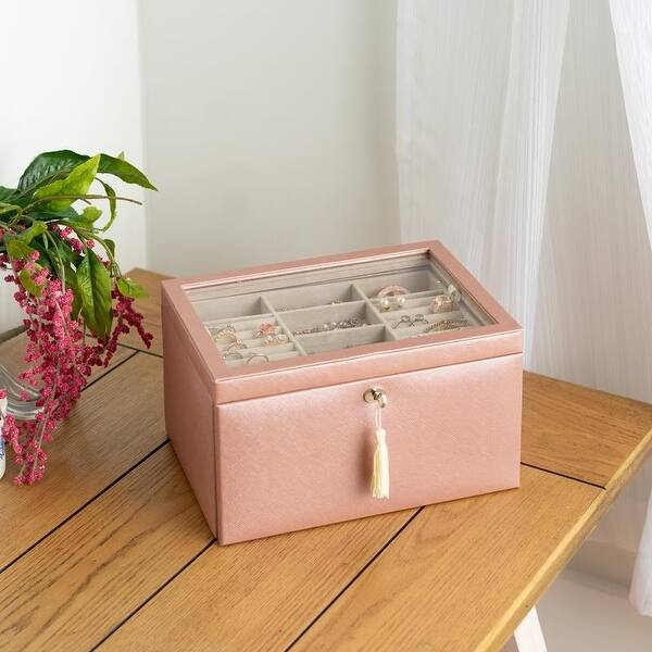 Hives Honey Emily Glass Top Jewelry Box Blush Overstock 29358061