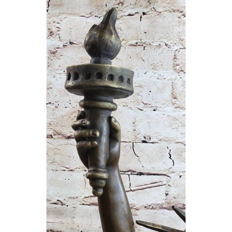 Statue Of Liberty Nyc Bronze Sculpture Statue Figure Replica On Marble Base