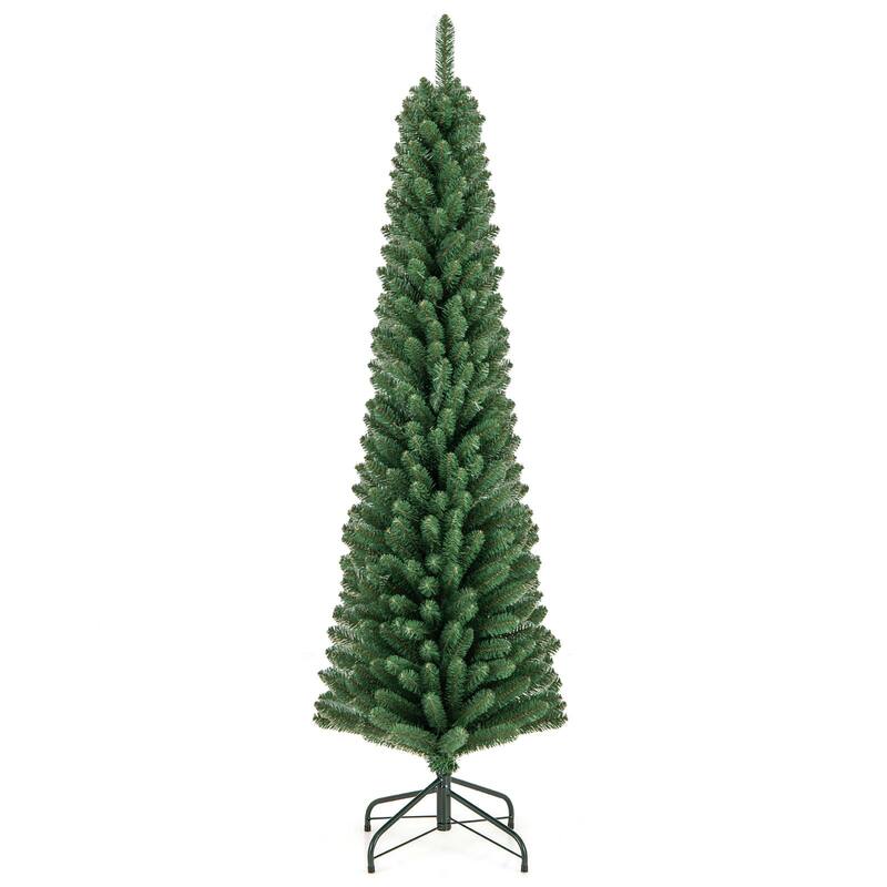 Gymax 5/6 FT Pencil Christmas Tree Artificial Xmas Tree w/ 295/392 - See Details