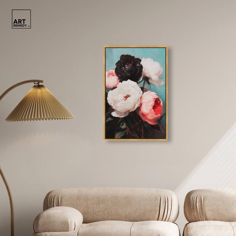Three Shades of Peony III Canvas by Art Remedy