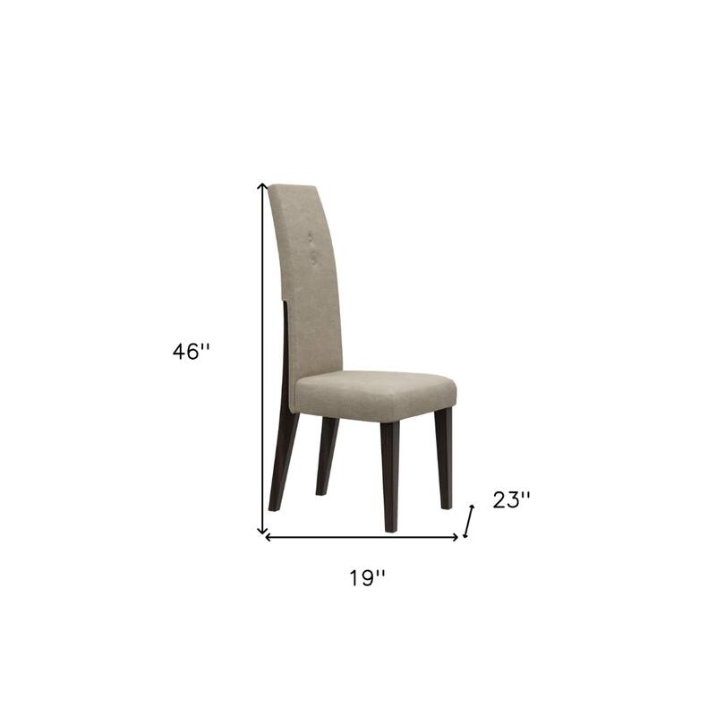 Set of 2 Brown Microfiber Upholstered Dining Chairs with Espresso Solid Wood Legs for Kitchen or Living Room