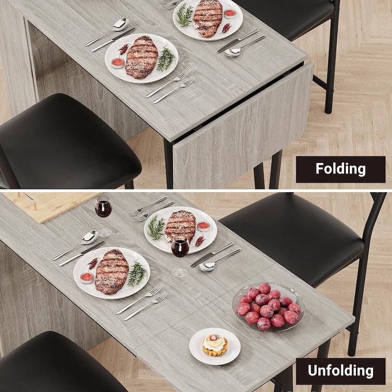 3-Piece 36in Wooden Counter Height Dining Table Set for Kitchen, Bar Table and Chairs