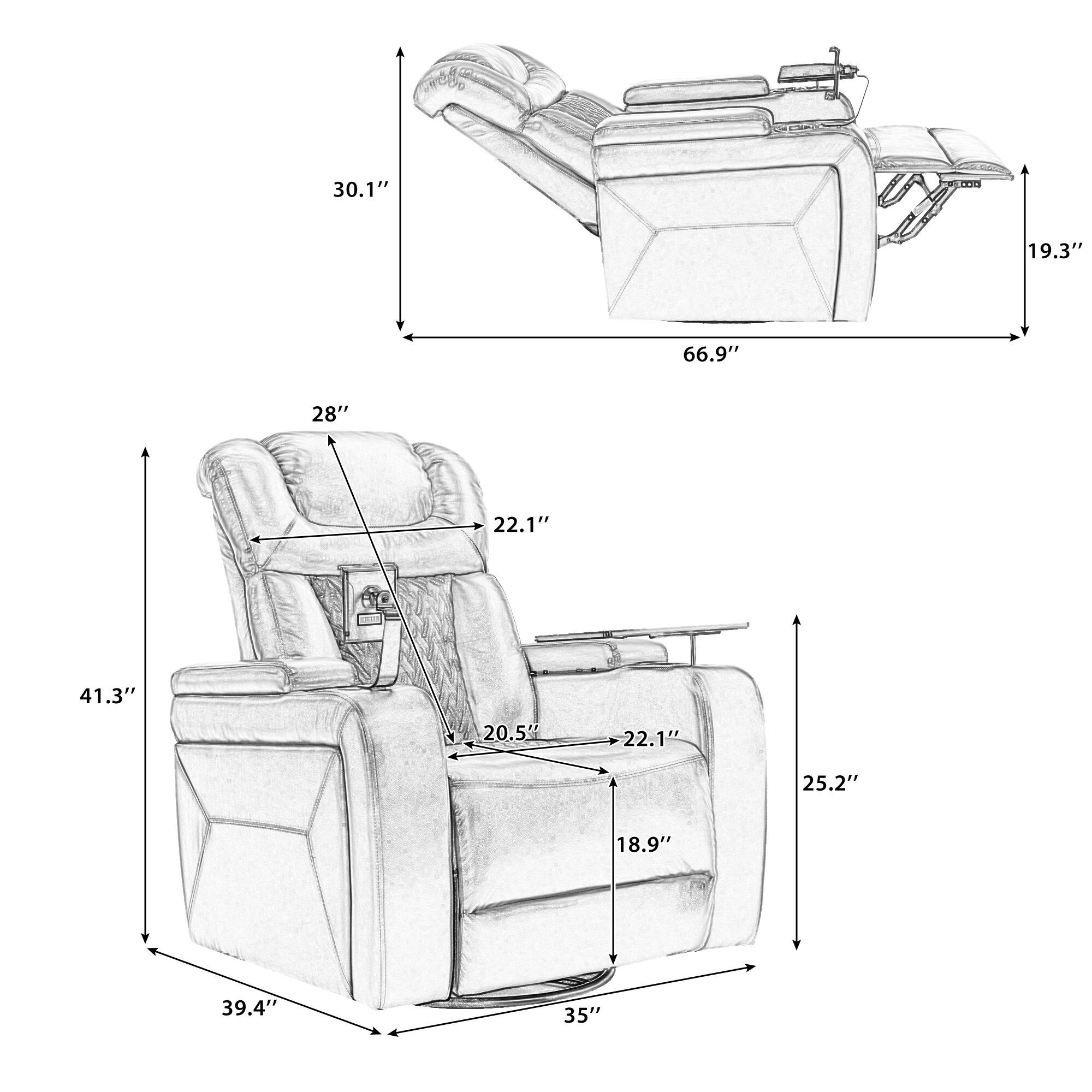270 Degree Swivel PU Leather Power Recliner, Home Theater Recliner Bed Bath & Beyond 39581144